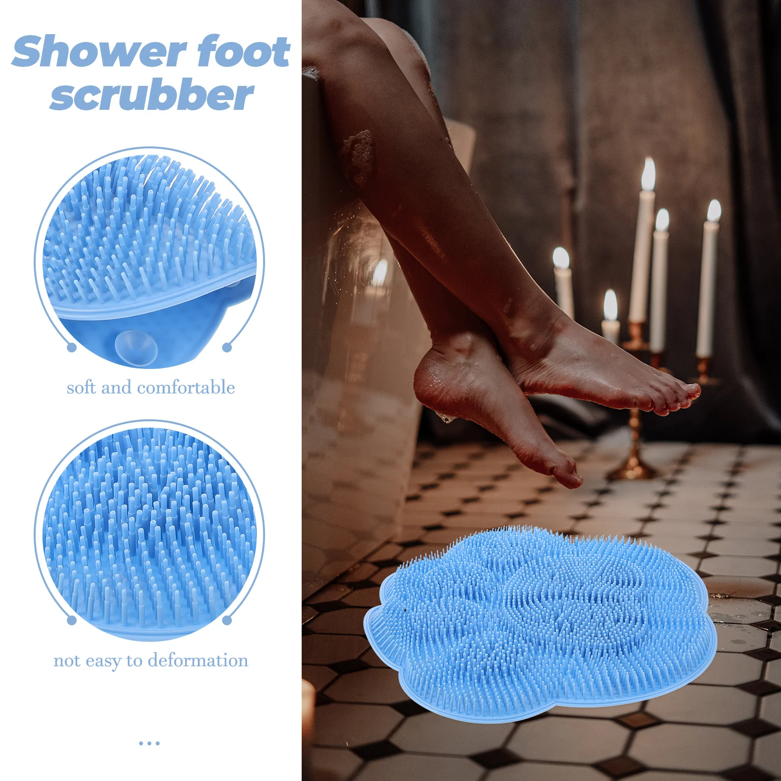 

Exfoliation Silicone Bath Scrubber Mat with Suction Cup Bathroom Wall-mounted Wash Foot Pads