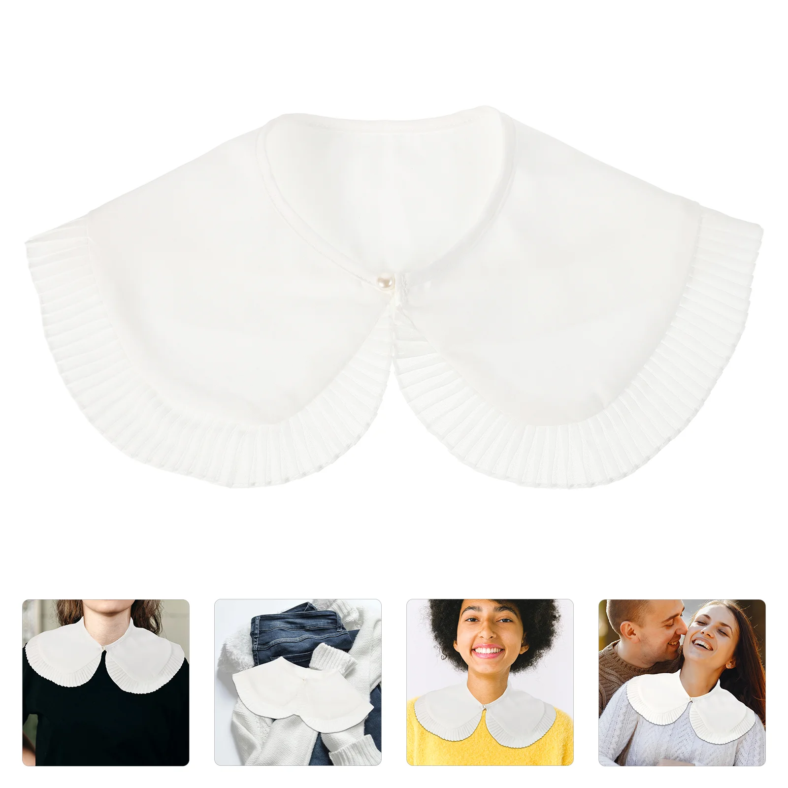 

Shirts for Men Shawl False Collar Half High Fake Women Creasing Collars White Man