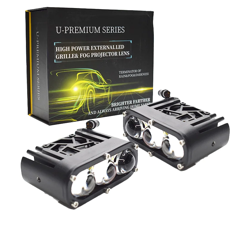 

JALN7 Three Lens Car Grille Light, Motorcycle Auxiliary Driving Light, 30000LM 120W Truck Off-road Vehicle High Brightness Light