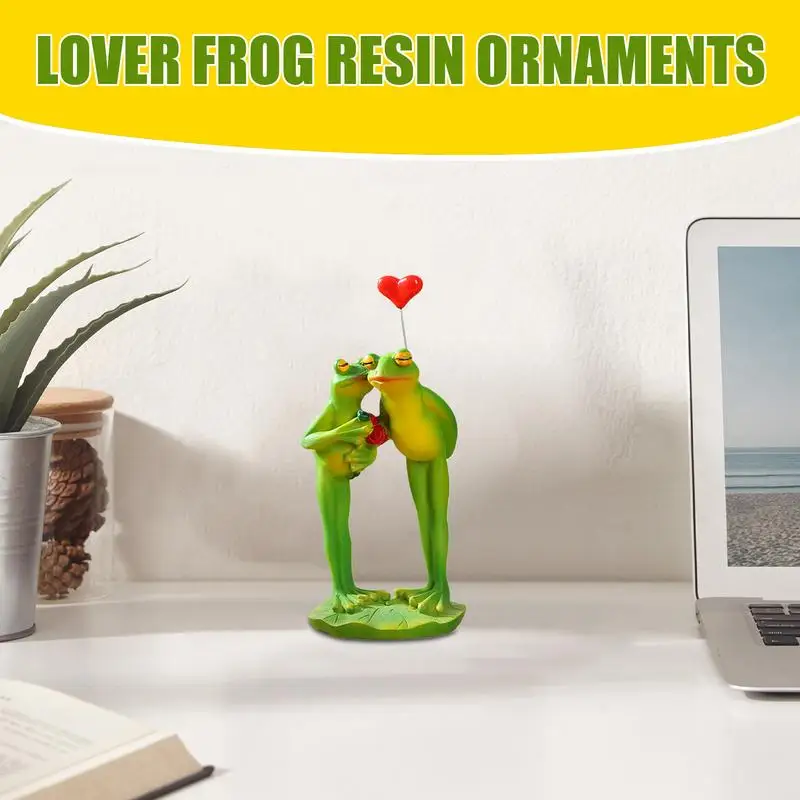 Estatuilla de pareja de ranas, adorno de estatua de escritorio, figuritas decorativas de animales abstractos, estatuas de mesa para mesa de casa, estatua pequeña