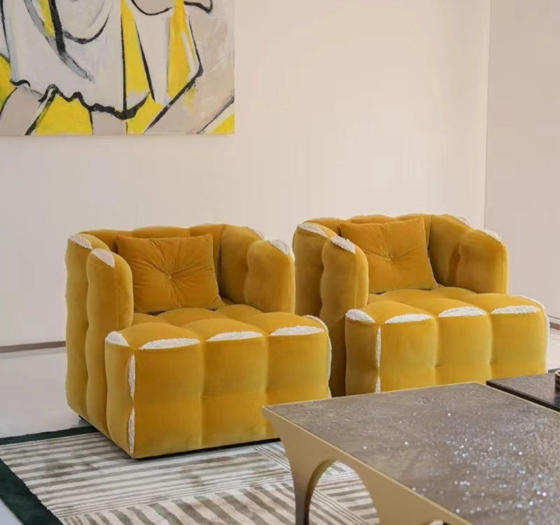 Italian, French, vintage combination, second-hand fabric, light luxury, Nordic living room, hotel combination, modular sofa
