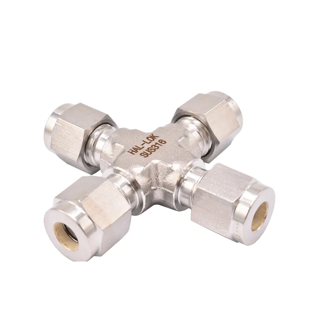 Instrumentation Cross Union 316SS Compression Tube Fitting  4-Way Connector