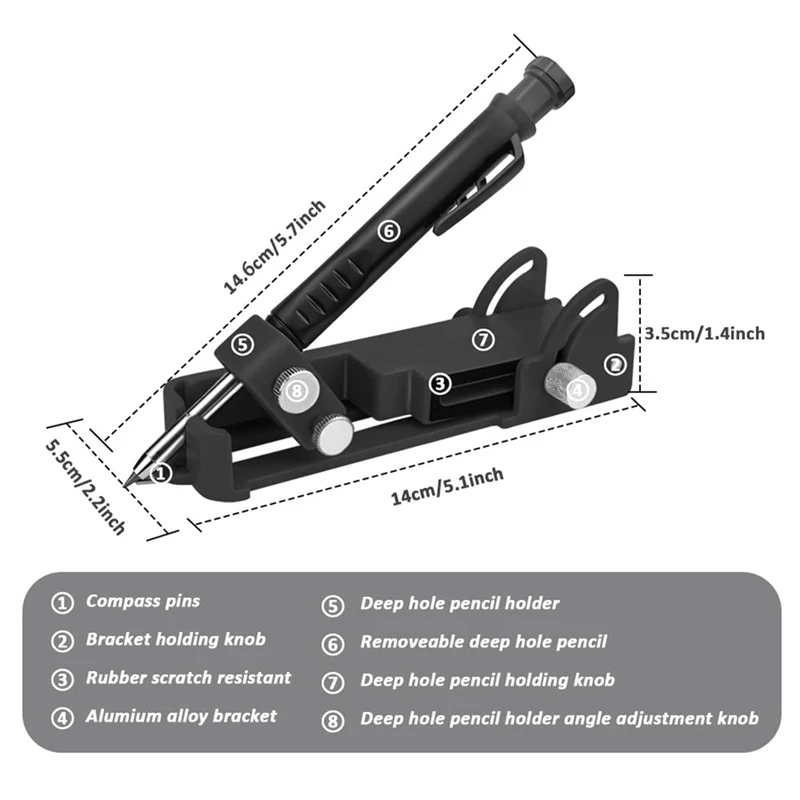 HOT SALE Multi-Construction Pencil Scribing Tool- Scribe Function Tool With Deep Hole Pencil,Woodworking Scribe Gauge