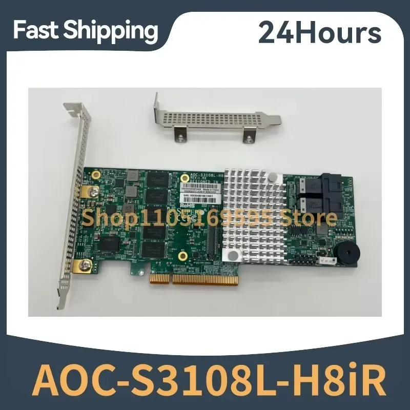 For Supermicro AOC-S3108L-H8iR 12Gb/s 8-Port SAS SATA RAID Controller w/ 2GB Cache+8643*2