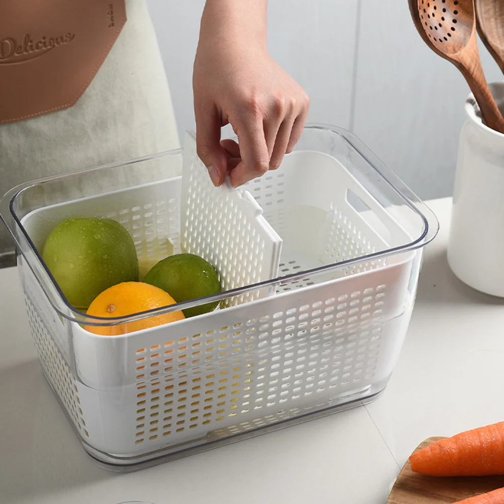 

Drain Basket Storage Box White Container Dish Fruit Organizer Kitchen Bins Berry