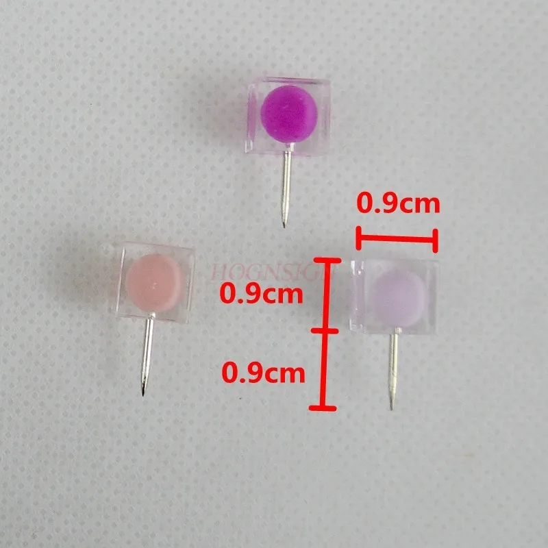 80pcs Color transparent creative decoration cork photo wall push pin square head square I-nail purple powder three color mixture