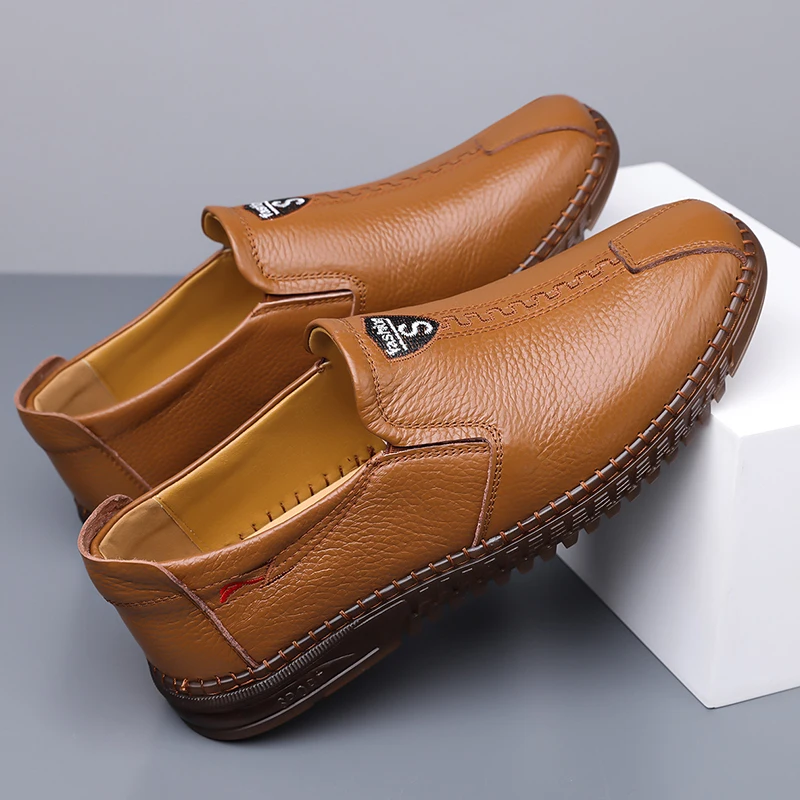 

High End Shallow Mouth Lazy Shoes Lightweight Anti Slip Soft Sole Simple Business Driving Casual Loafers（38-48）