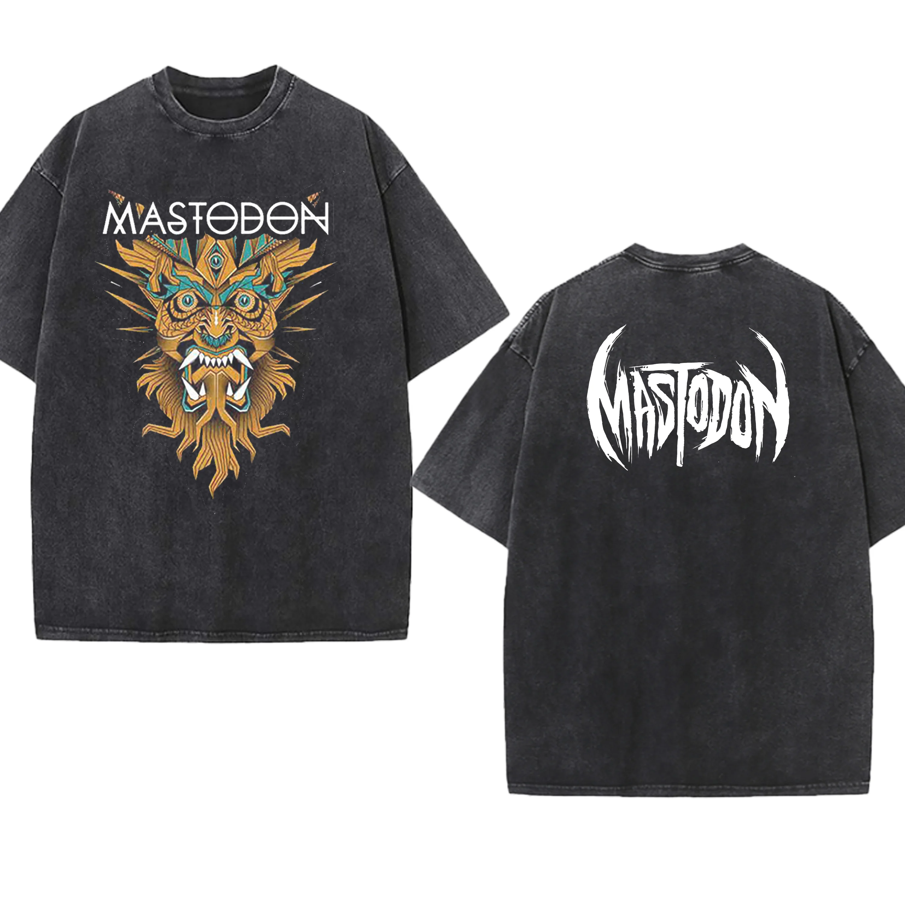 

Постиранные футболки, мужская одежда, группа с графическим принтом мастодонов, с коротким рукавом, унисекс, винтажные повседневные футболки с круглым вырезом в стиле рок-н-ролл