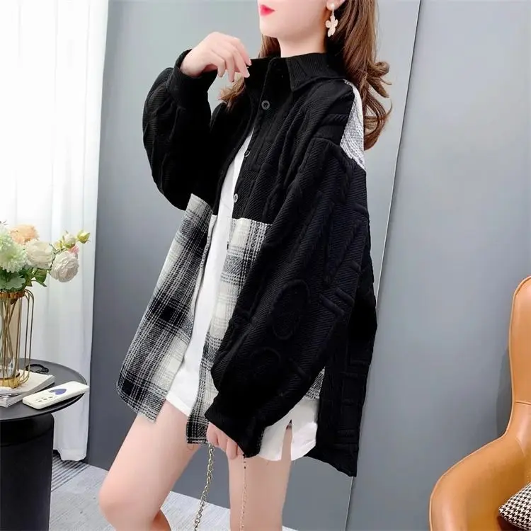 Csa cardigan solta estilo preguiçoso design primavera outono nova chegada plus size moda casual fena casaco jaqueta