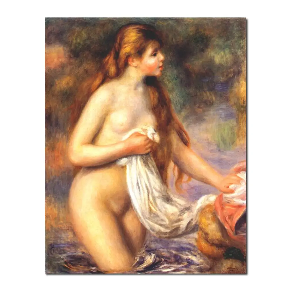 

art canvas paintings Bather with Long Hair-Pierre Auguste Renoir reproduction High Quality Handmade