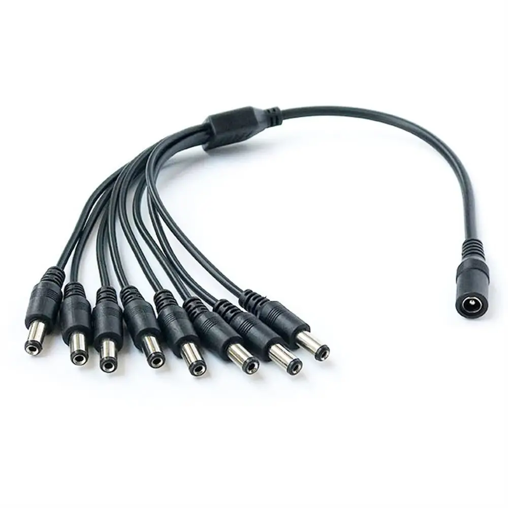 Cable de alimentación de 1 a 8 líneas, adaptador divisor de corriente CC para cámara CCTV, 1 unidad