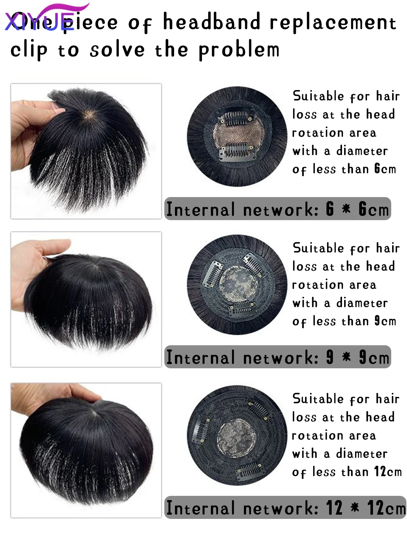 XIYUE Synthetic Men's Wig Thick Toupee with Around Hair Replacement System Prosthetic Hair Wig Male Pieces For Men Baldness