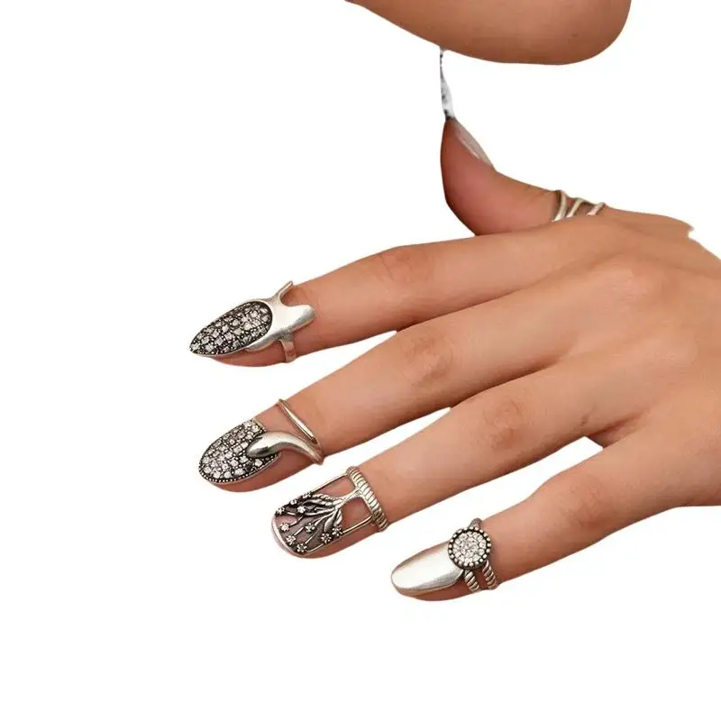 Bohemian-Stil Schlangen-Nagelringe für Frauen Vintage Lebensbaum Verstellbarer Öffnungsring Party-Schmuck-Accessoire Nagelkunst-Dekoration – Detail 3