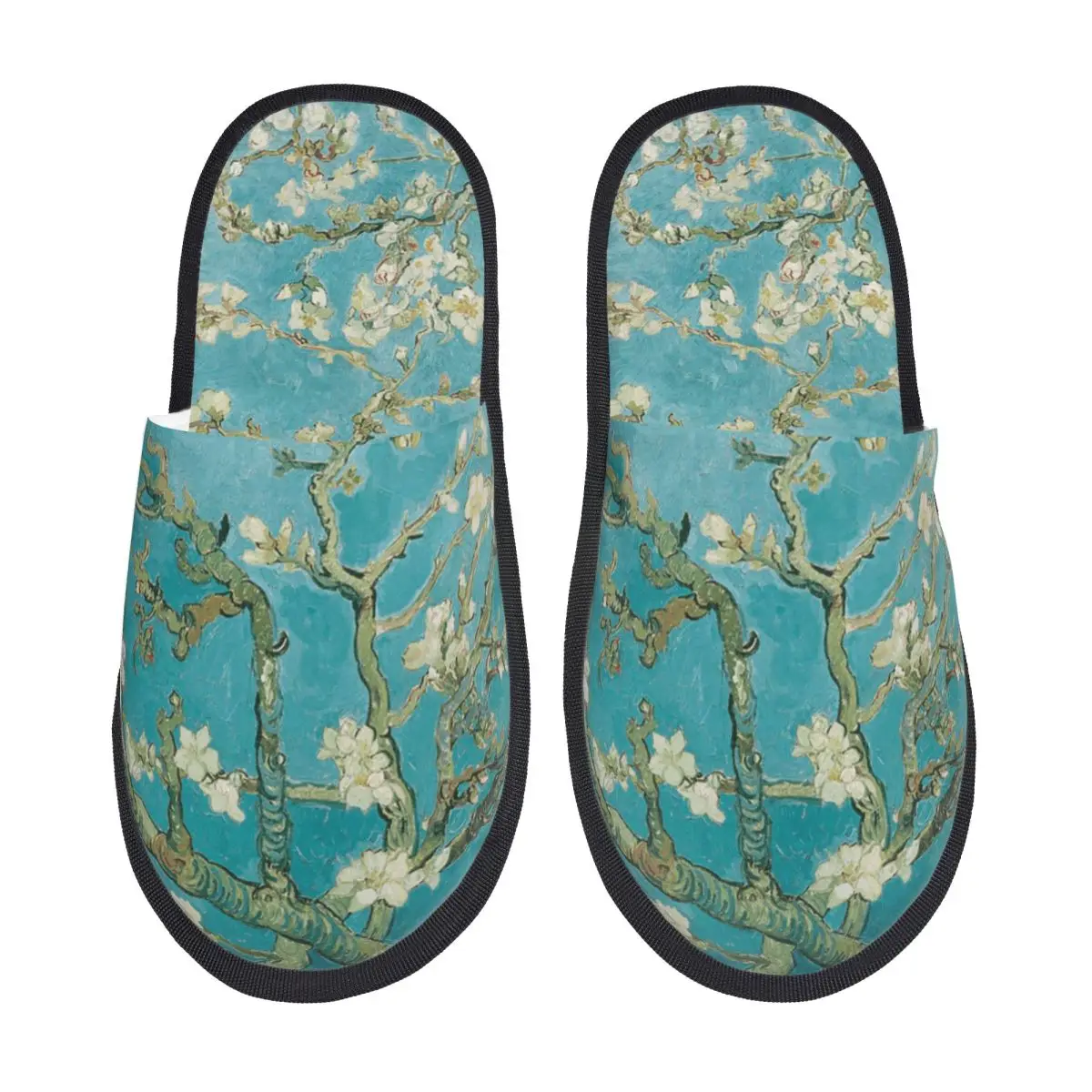 Custom Women Almond Blossoms Vincent Van Gogh House Slippers Cozy Warm Flowers Memory Foam Fluffy Slipper Indoor Outdoor Shoes
