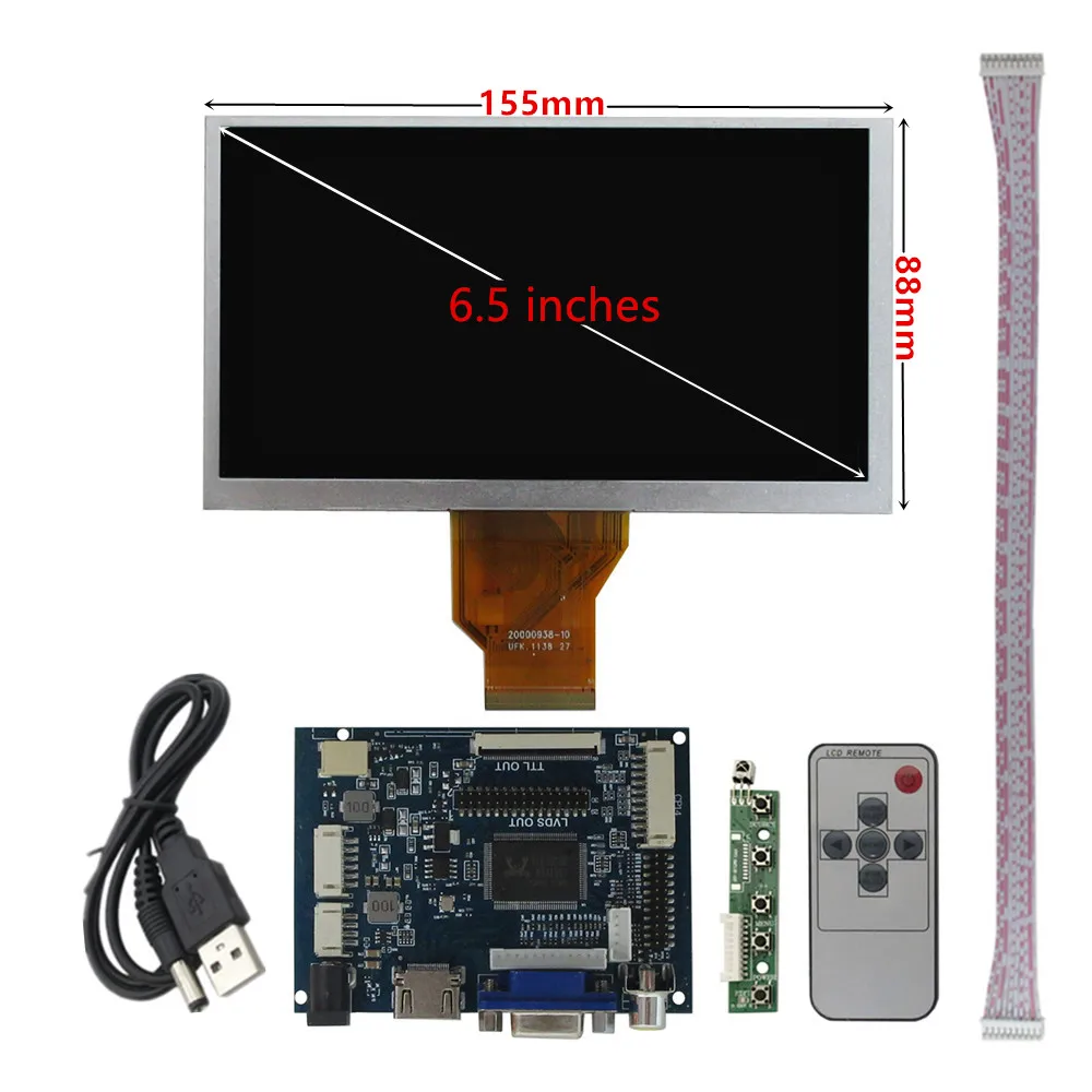 Imagem -03 - Polegada Display Lcd Placa de Driver de Controle de Tela Hdmi-compatível Vga av Digitador Touchscreen para Raspberry pi Monitor de Computador 6.5