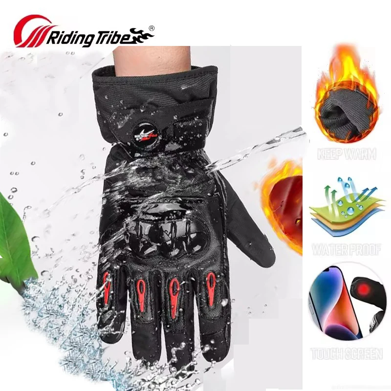

Winter Warm Moto Motorcycle Gloves for Men & Women Waterproof Windproof Touchscreen Racer, Full Protection for Riding & Cycling