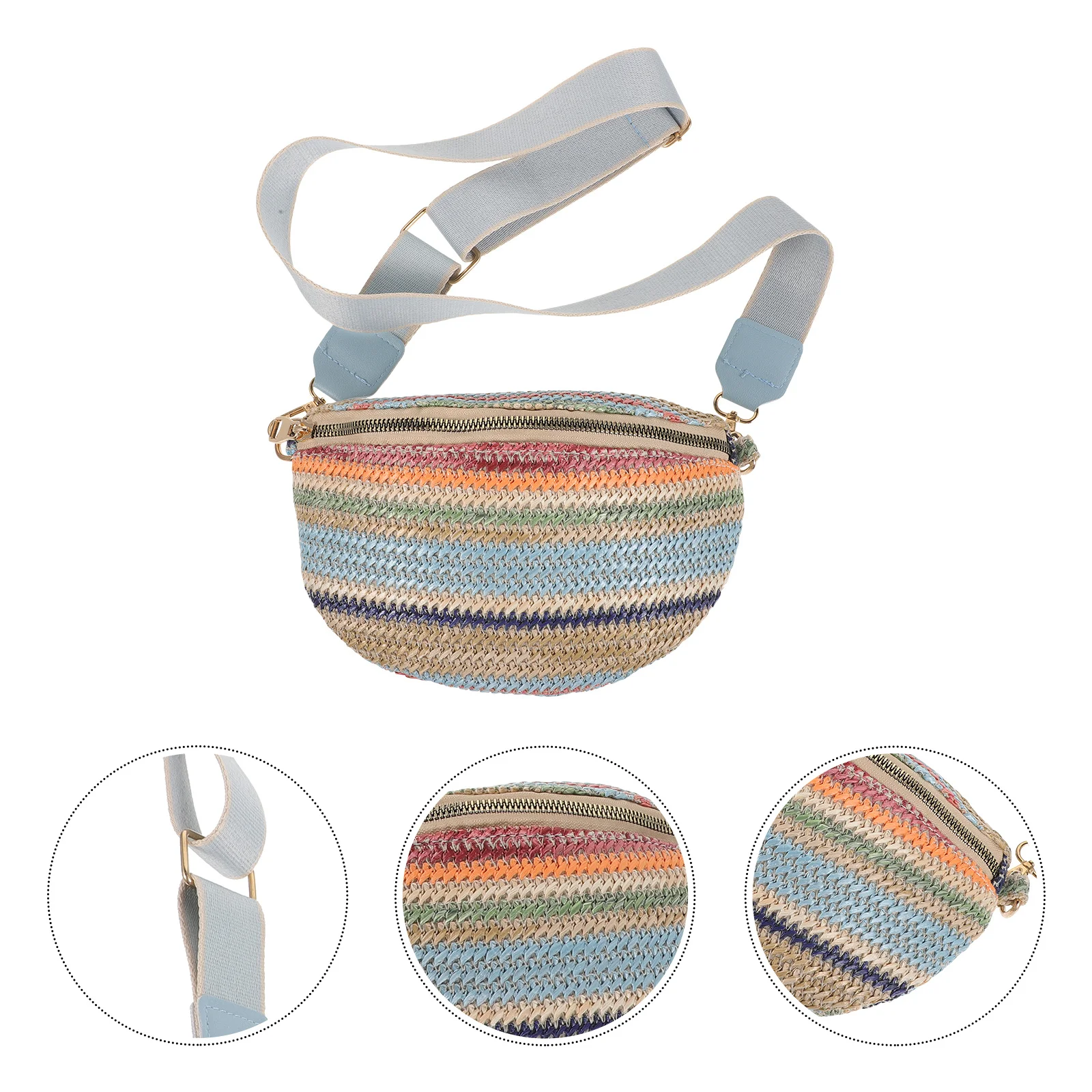 

Bohemian Fanny Pack Woven Waist Belt Bag Small Lightweight Chest Pouch Outdoor Waist Bag for Traveling Running Gym Sports