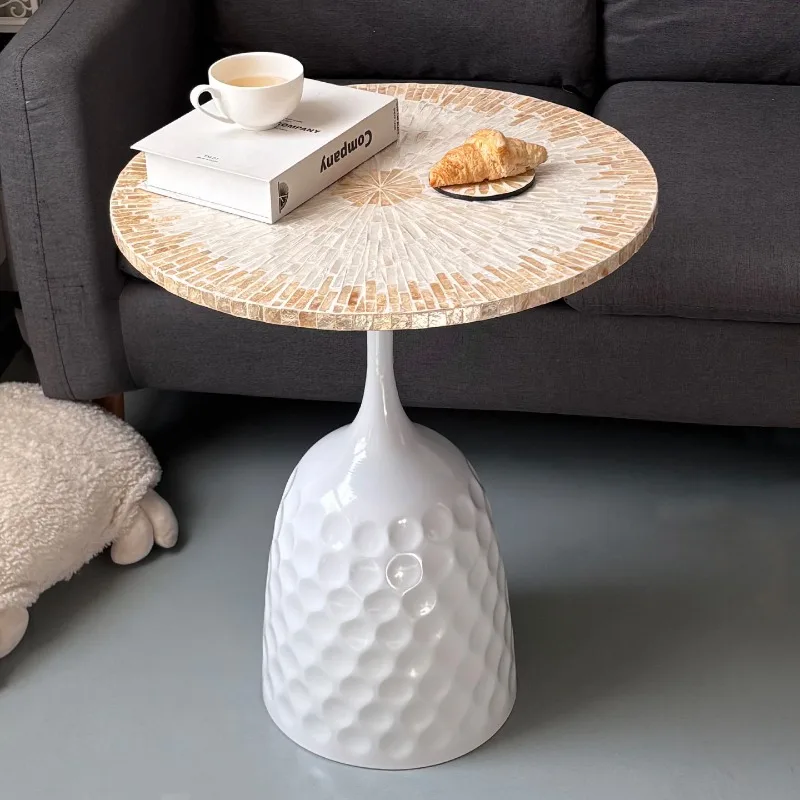 Nordic Bedside Tables Modern Minimalist Small Round Side Tables for Living Room Sofa End Table Shell Pattern Design Nightstand