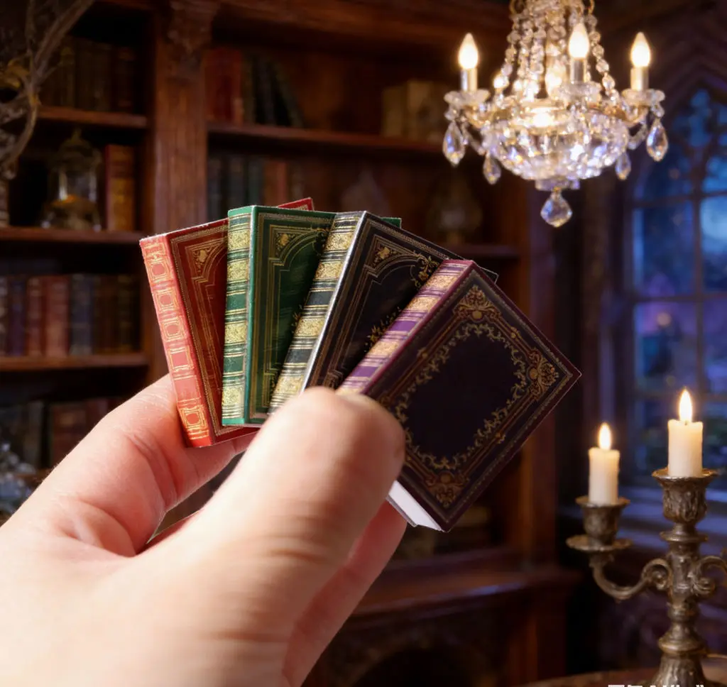 

10pcs1:12 Dollhouse Miniature European Classic Flip Book - Tiny Pocket Book Accessories for BJD Scene Photography Vintage Decor