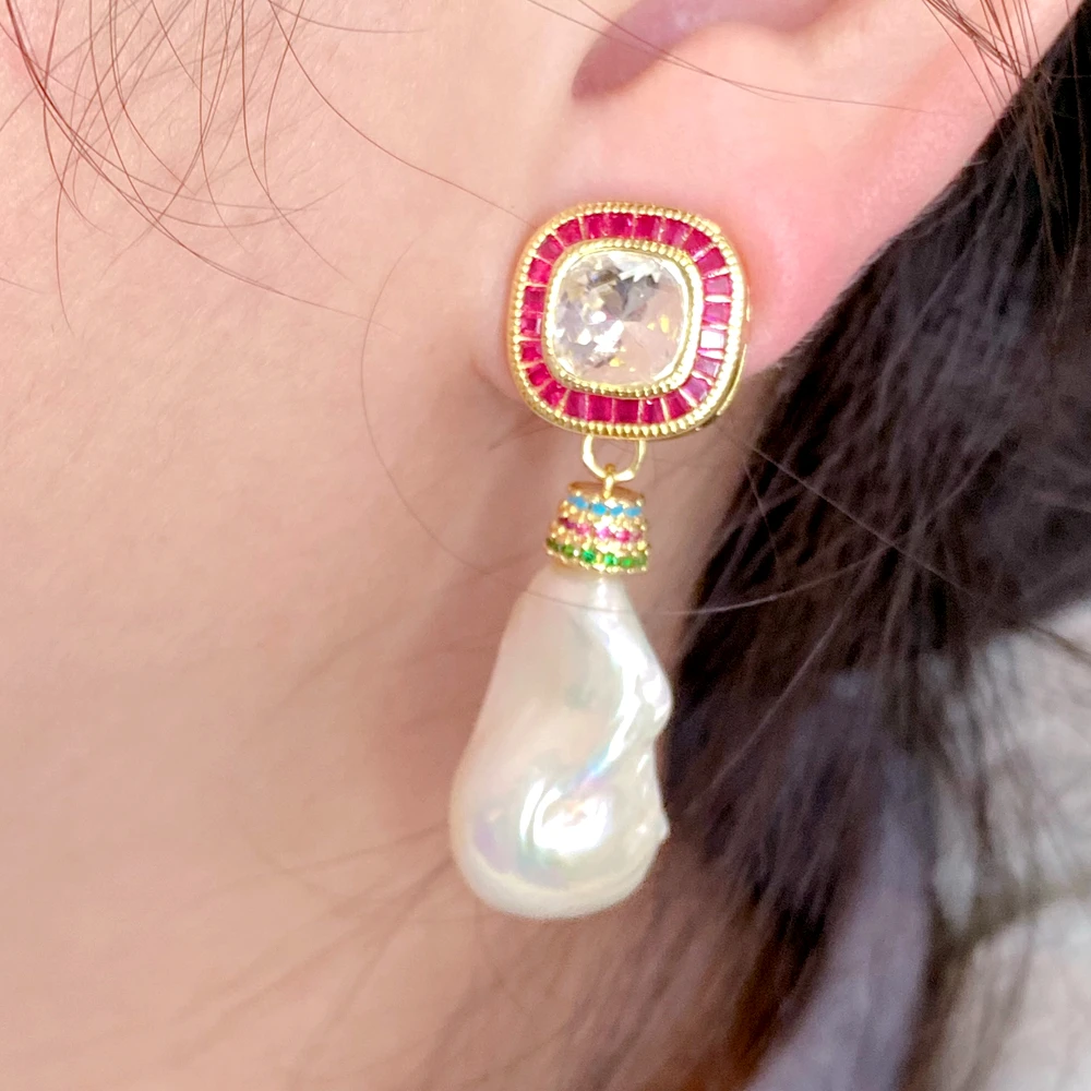 

Изысканные белые серьги-гвоздики YYGEM с жемчугом Keshi и золотым покрытием с фианитами для элегантного стиля и вечной привлекательности