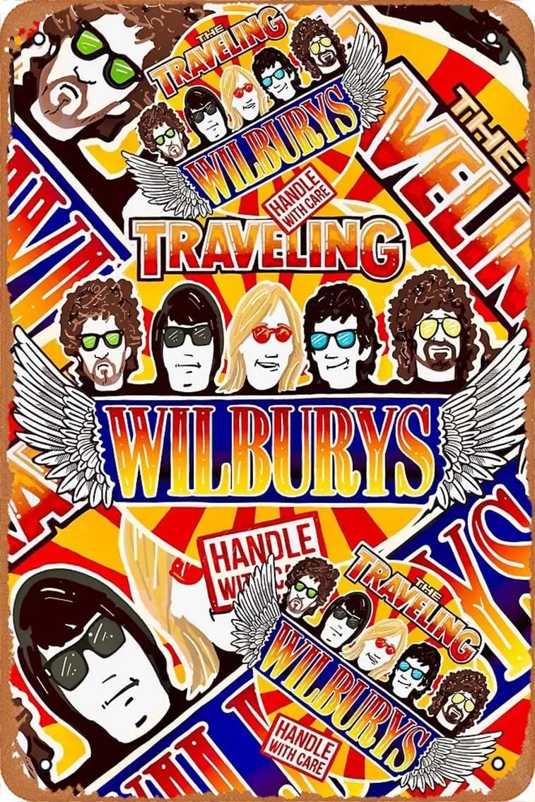 Vintage Traveling Wilburys inspired collage pop Art - rock and roll Poster Metal Sign Retro Home Decorative Vintage Tin Sign 12