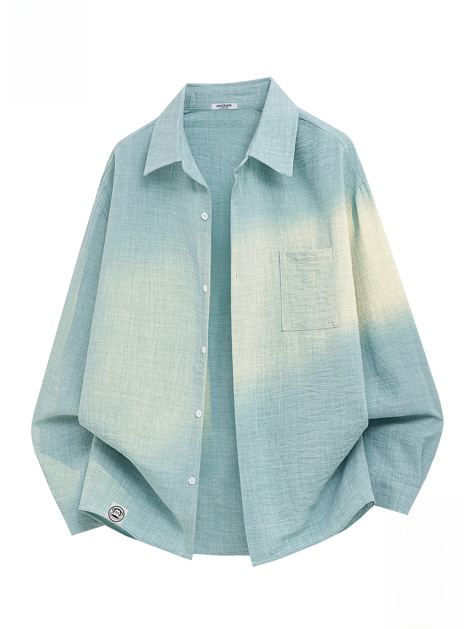 

PaulFrank Retro Pure Color Collared irt Men's Spring New Loose Casual Long Sve irt Comfortable Breathable Polyester