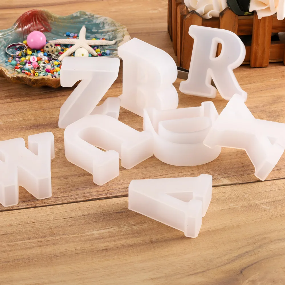 3D Capital Letter Silicone Molds Uppercase Alphabet UV Epoxy Resin Mold For DIY Jewelry Making Pendant Key Chain Crafts Supplies