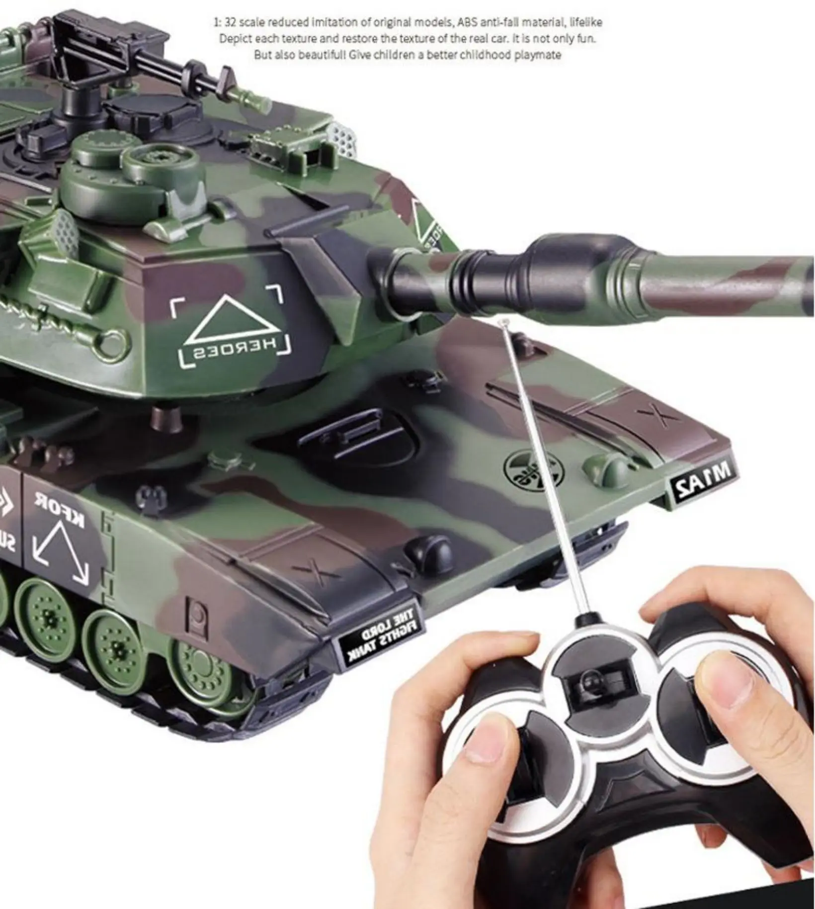 1:32 Military RC Tank Heavy Large Remote Control Toy Car with Shoot Bullets Model Metal Diecast Vehicles Hobbies Collection