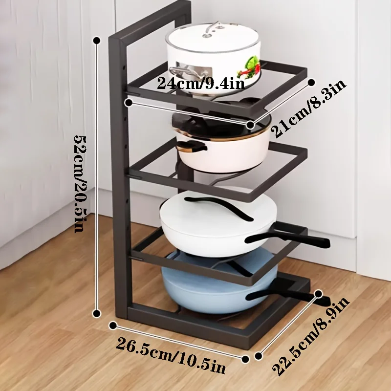 Height-adjustable stainless steel kitchen with multiple racks under the sink to place fruit plates, bowls, and cooking tools