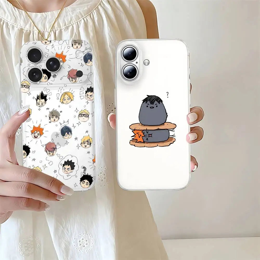 Amine H-Haikyuu-s جراب هاتف آيفون 17 16 15 11 13 14 برو ماكس 7 8 زائد X Xr Xs ماكس Se2020 12 غطاء شفاف صغير