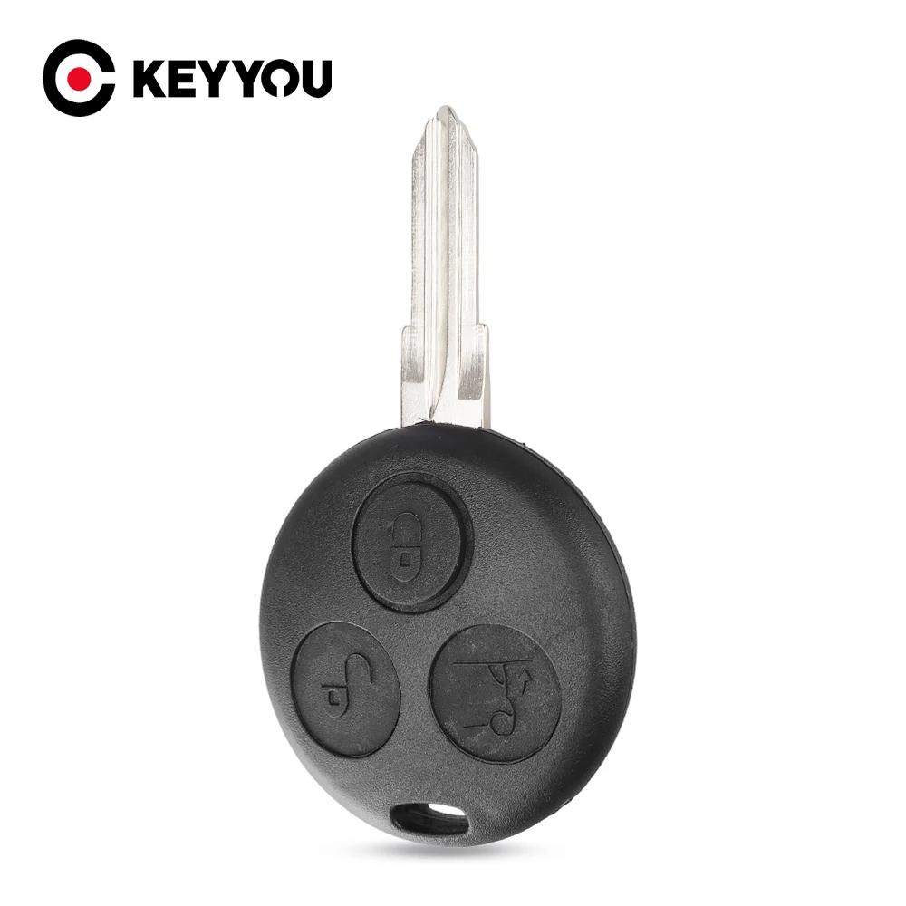 

KEYYOU for Benz MB Mercedes Smart Fortwo 450 Forfour Roadster City Coupe 3 Buttons Umcut Blank Blade Remote Key Shell