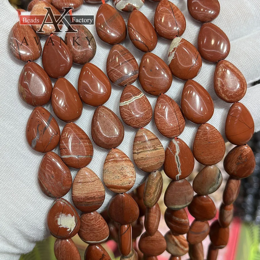 Natural Red Stone Water Droplet Melon Seeds Shape Loose Beads Jewelry Making DIY Necklace Bracelet Accessory 15''13x18mm