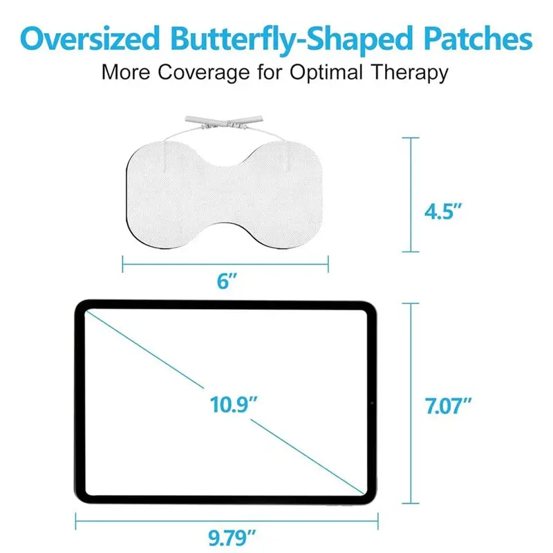 ملحقات وحدة A67P-TENS مقاس 4.5 × 6 بوصة وسادات قطب كهربائية كبيرة على شكل فراشة توافق عالمي، عبوة من 5 قطع #6
