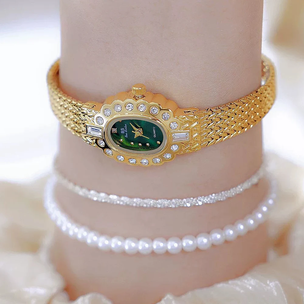 

Брендовые женские часы Bee Sister, роскошные золотые кварцевые женские наручные часы, модные женские часы высокого качества с маленьким циферблатом