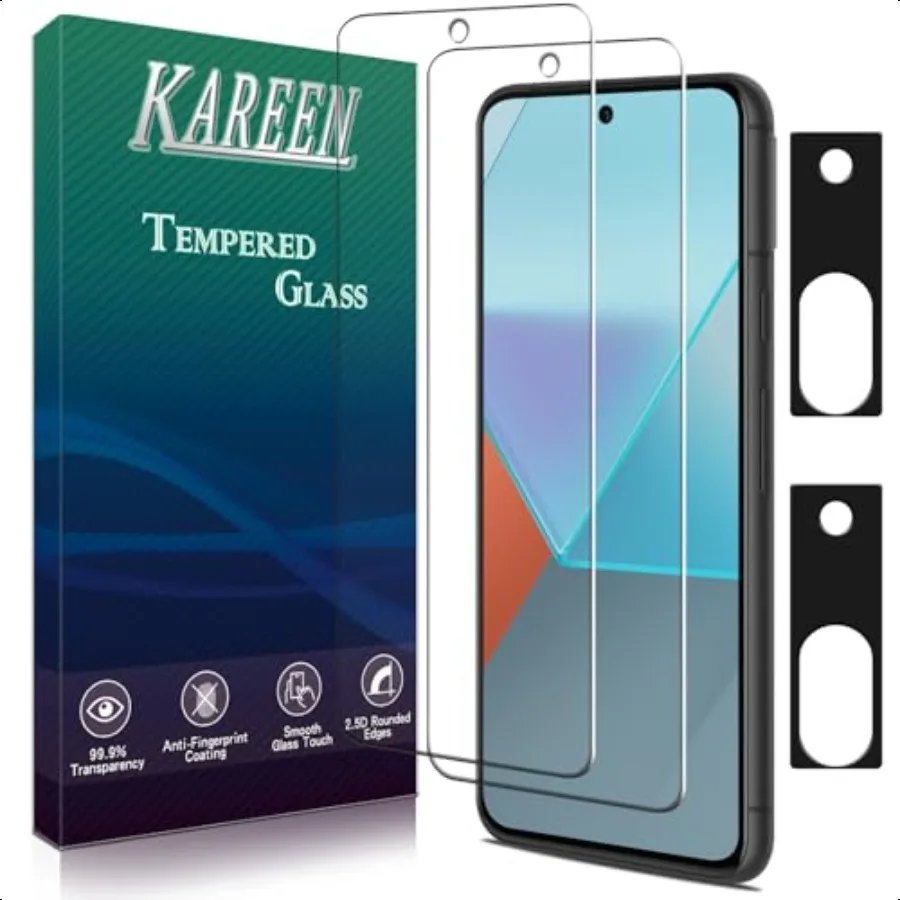 KAREEN 2+2 Pack Screen Protector for Google Pixel 8A Tempered Glass Film with Camera Lens Protector Anti Scratch Bubble Free Ca