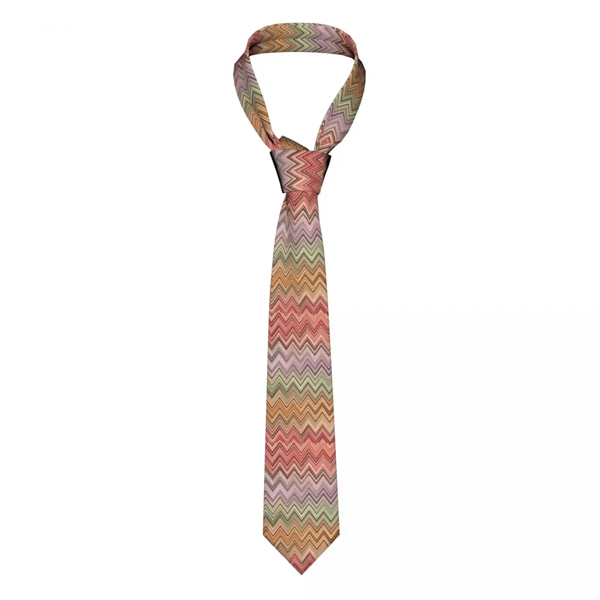 Formal Boho Vintage Contemporary Zig Zag Neckties for Men Personalized Silk Multicolor Modern Party Neck Ties