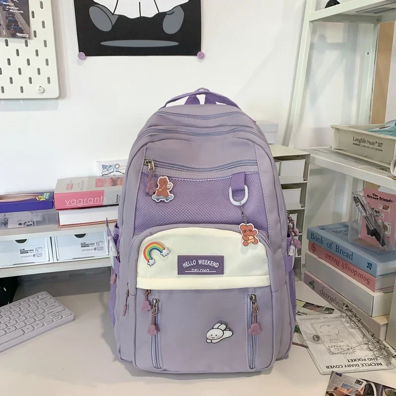 Sacs d'École en Nylon de Haute Qualité pour Femme, Sacoche Polyvalente, Simple, de Marque, Produit Décontracté, de Grande Capacité, Solide, 2024