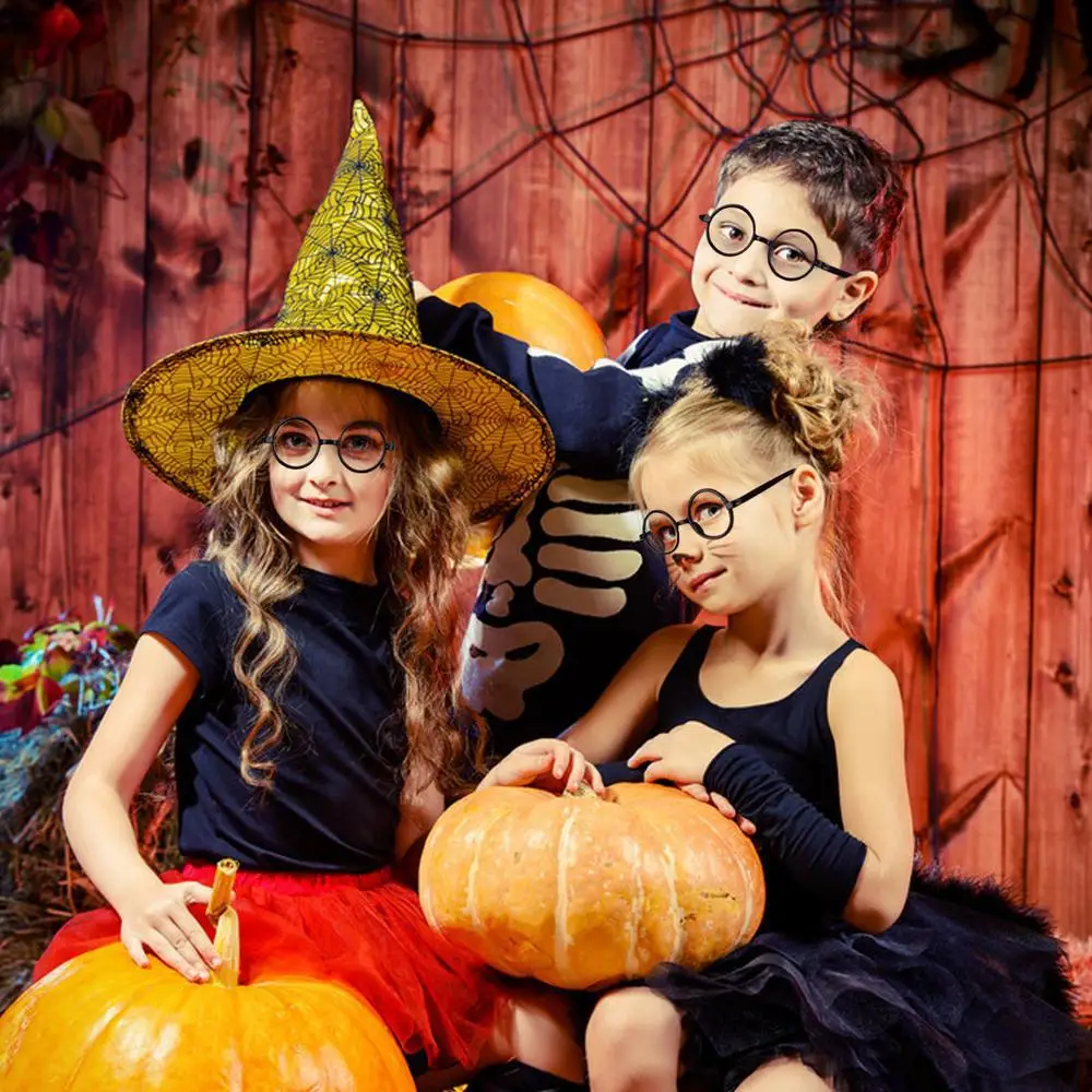 แว่นตากรอบกลมสีดำสไตล์ฮาโลวีน สำหรับสวมบทบาทในงานปาร์ตี้ ตกแต่ง หรือใช้เป็นอุปกรณ์ประกอบการแสดงบนเวที