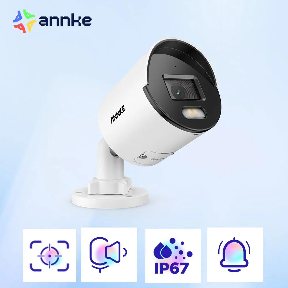 

ANNKE 4MP Ace Full Color Night Vision POE IP Camera H.265+ Video Surveillance Camera 100FT Warm Light Security Camera CCTV Cam