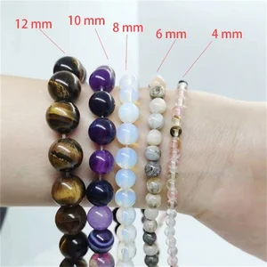 Natural stone accounts to make jewelry, Tiger Eye, Agates, Amazonitis, Jades, Mononstone, Quartz, Lava, DIY Accessories Bracelet 8 Main Sales Stone of the Moon - №4