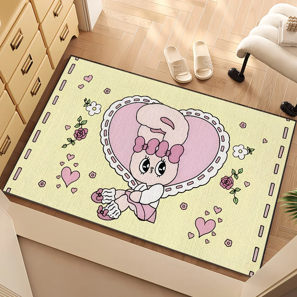 

kawaii cartoon rabbit cute e-Esther Bunny small Rug Carpet Home Decor Bedroom Mat Hallway Balcony Entrance Doormat Decoration