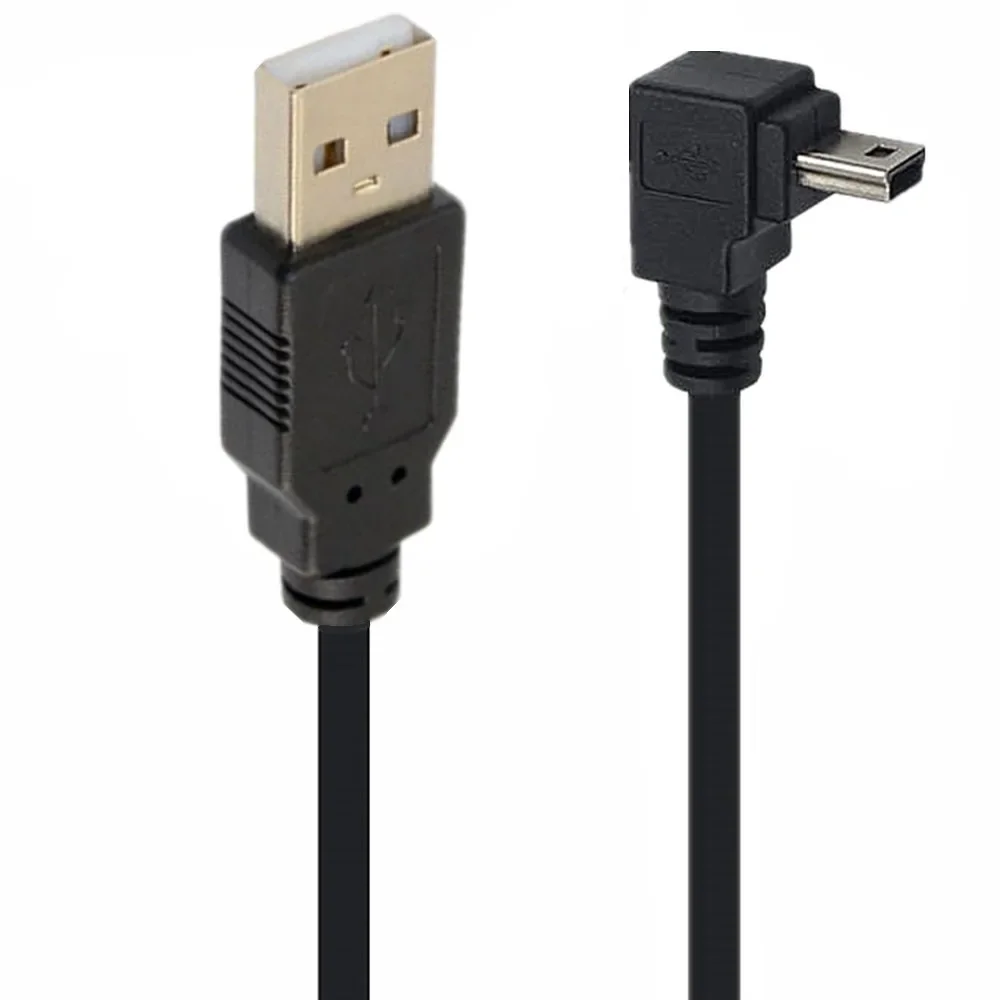 5M 90 Degree Elbow Mini Usb Data Line Up and Down Left and Right Elbow T-port V3 Mini Miniusb Charging Cable 0.5m 1.5m 3m