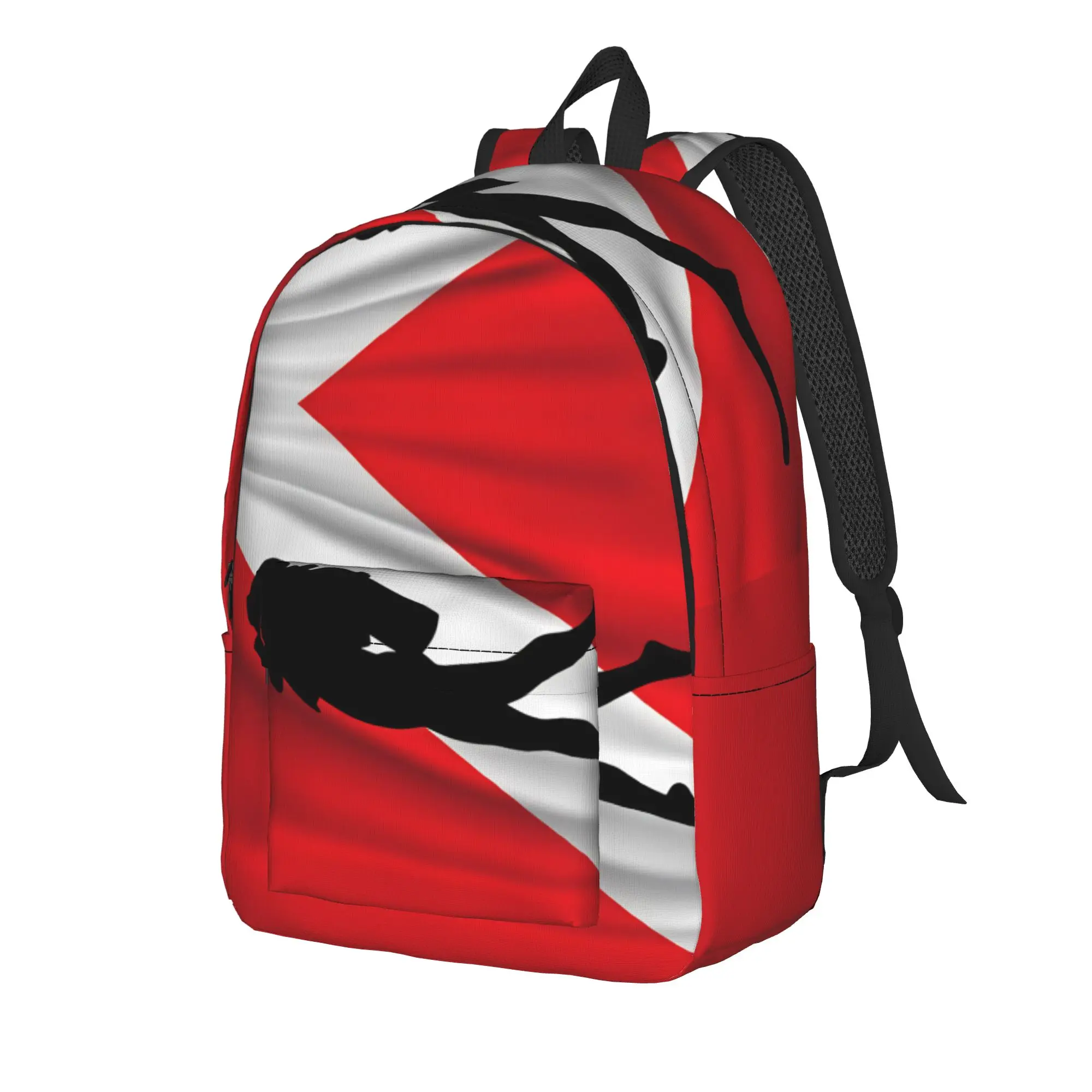 Scuba Diver Red White Dive Flag Backpack  University Backpacks Male Design Durable School Bags Fashion Rucksack