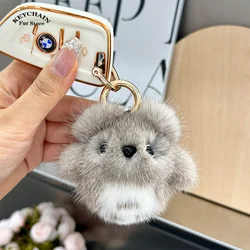 Luxury Real Mink Fur Totoro Pendant Keychain Women Cute Toys Bag Charm Car Keyring Charm Ornament Kids Trinket Birthday Gifts