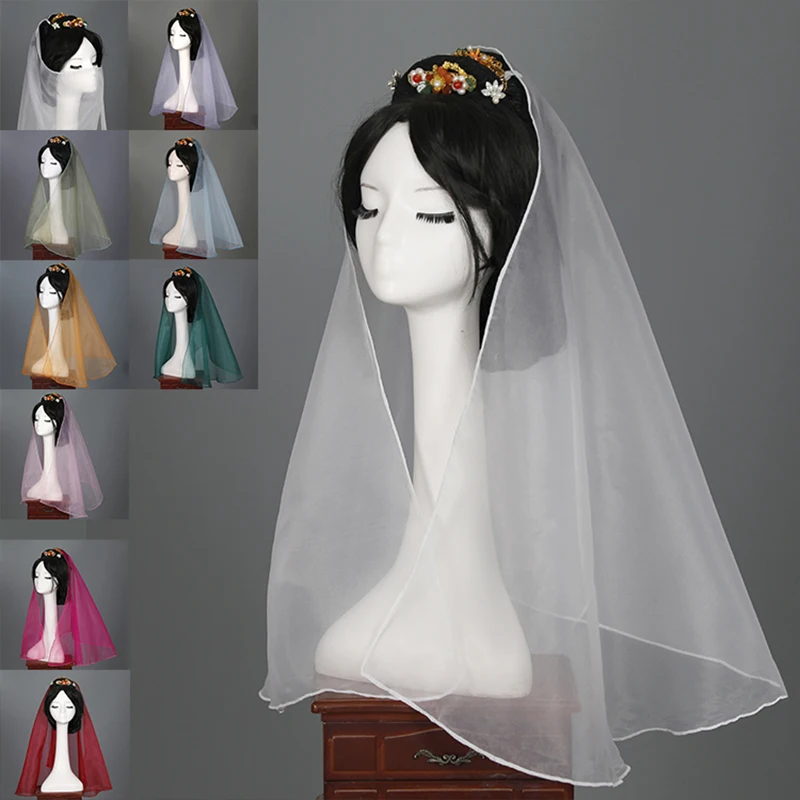 

Women Chinese Style Ancient Hanfu Face Veil Cosplay Costume Bride Fairy Wedding Headscarf Party Cosplay Accessories