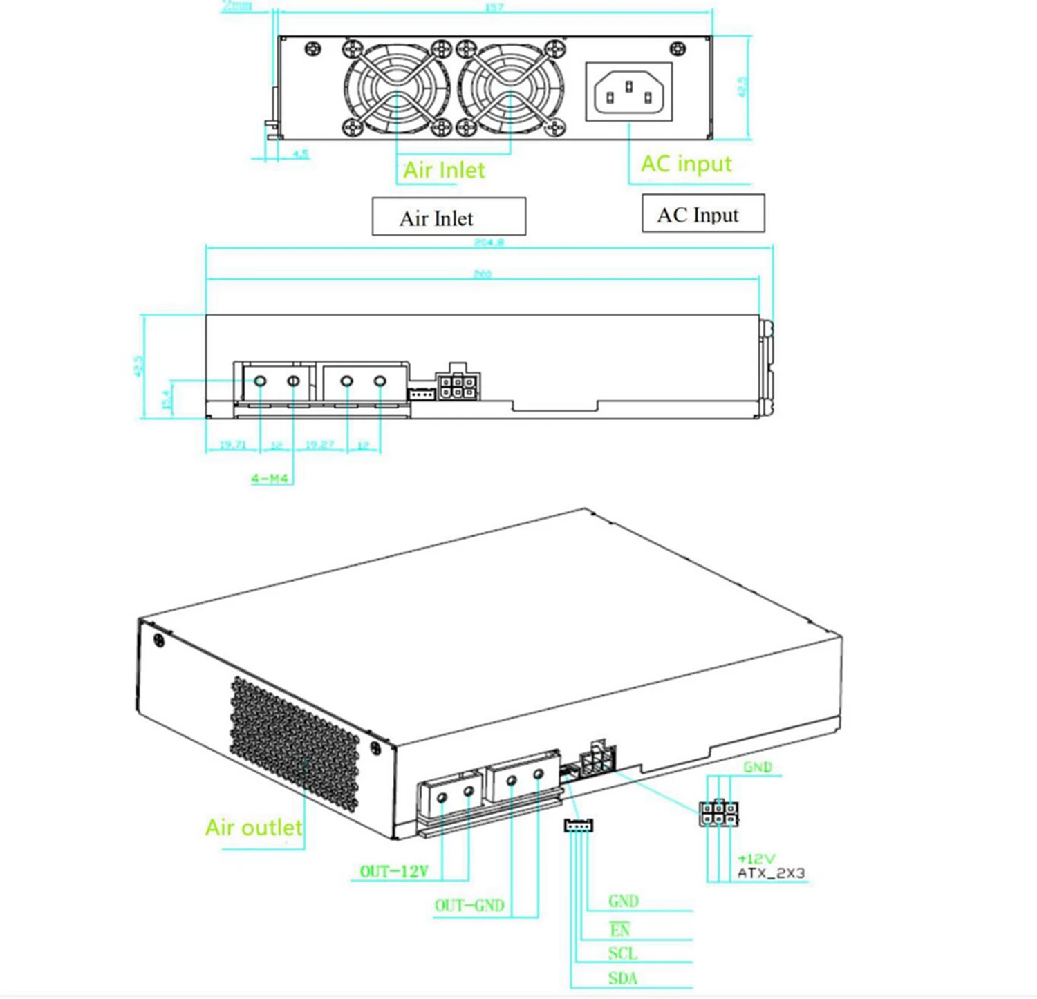 Imagem -03 - Antminer Apw8 Fonte de Alimentação Psu para Bitmain T15 S15 Mineração Psu Substituição