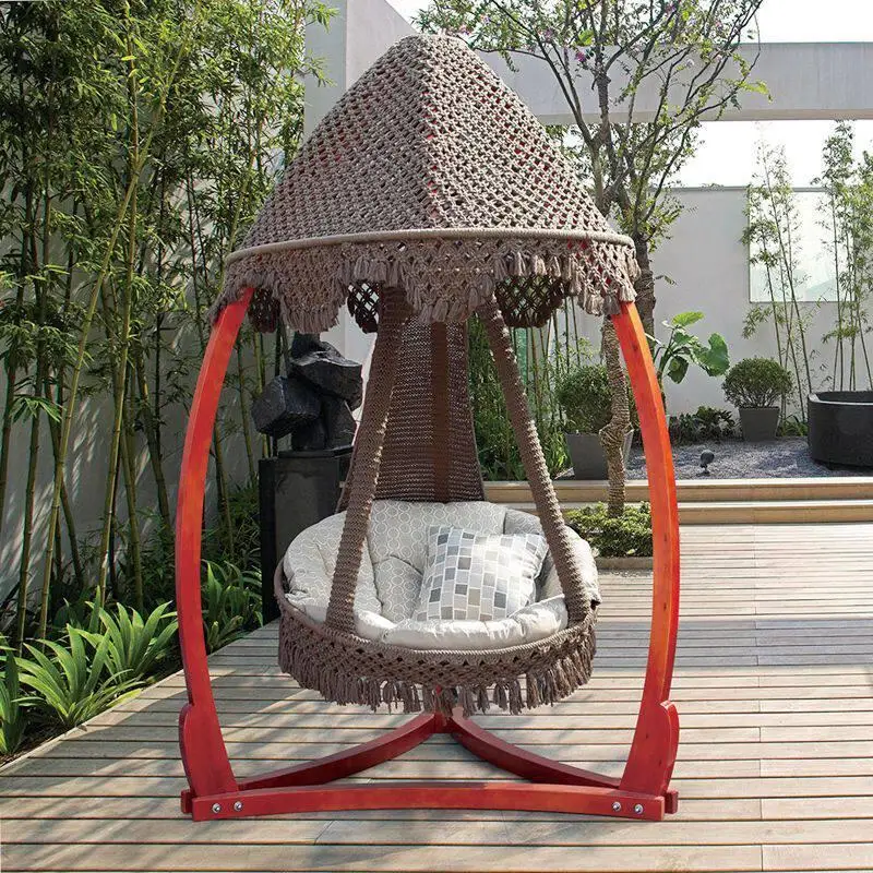 Outdoor Swing South East Asia Swing Rocking Chair Balcony Courtyard Solid Wood Deckchair Leisure Furniture Cradle