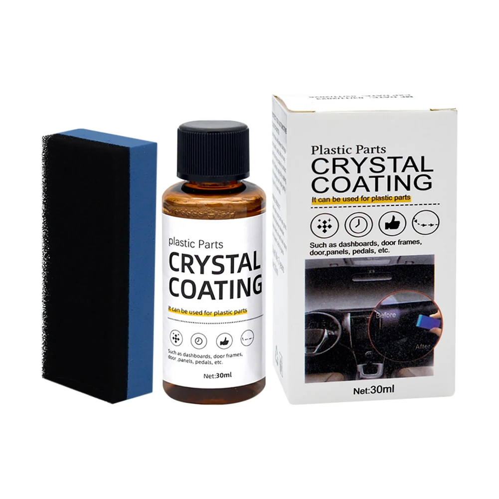 30/60ml Plastic Restorer for Car Easy To Use Plastic Part Refurbishment Crystal Coating Refurbish Agent with Sponge Long Lasting