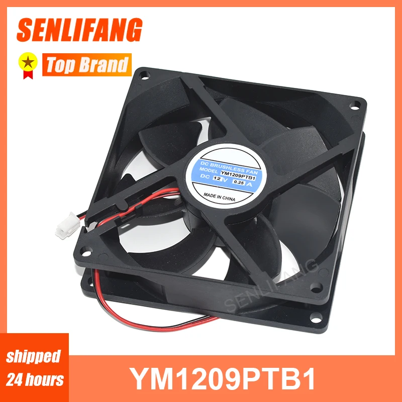 YM1209PTB1 DC 12V 0.25A 92x92x25mm 2 선 서버 냉각 팬용 신규