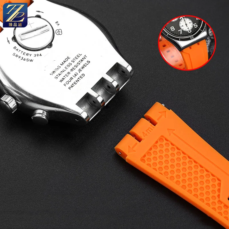 防水シリコンストラップ,スワッチ,時計アクセサリー,19mm, 21mm,yvs496,495,yvs400,yvs401シリーズ